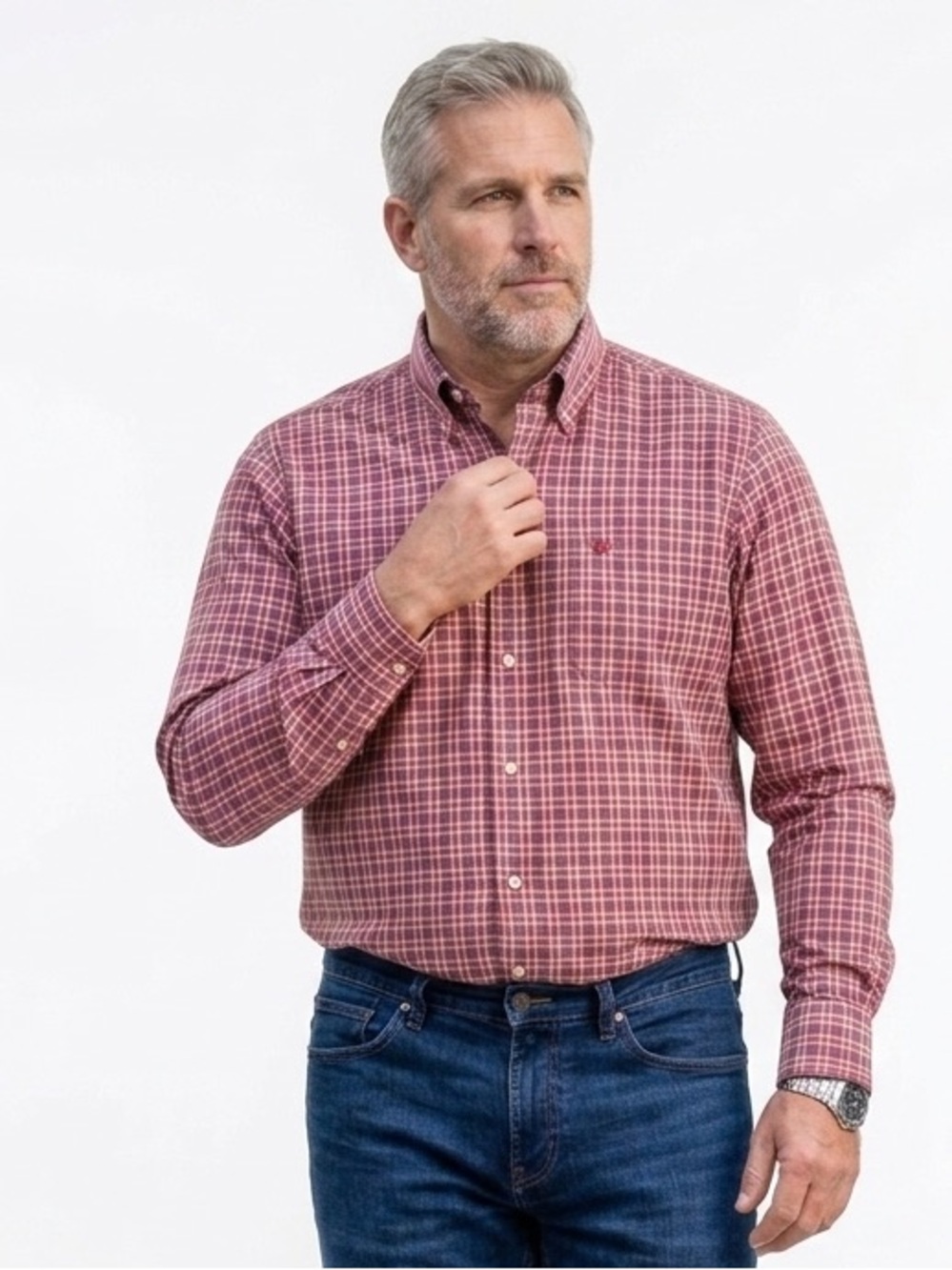 Peter Millar Men's XXL Red Plaid Button Down Shirt 100% Cotton Long Sleeve